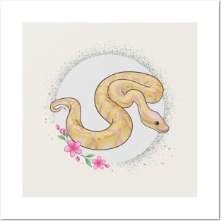 Banana Ball Python Floral Theme Posters and Art